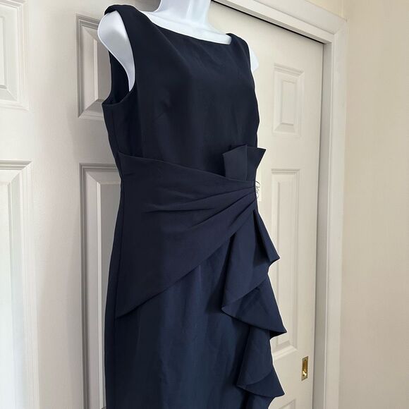 Eliza J Ruffle Front Gown Navy size 12 - Picture 7 of 12